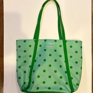 Kate Spade Clinique Tote light green with polka dots, new without tags